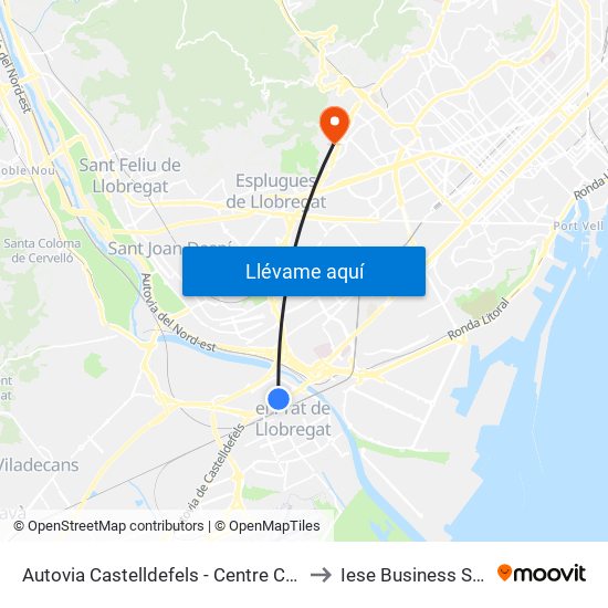 Autovia Castelldefels - Centre Comercial to Iese Business School map