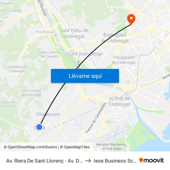 Av. Riera De Sant Llorenç - Av. De Gavà to Iese Business School map