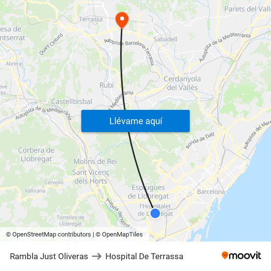 Rambla Just Oliveras to Hospital De Terrassa map