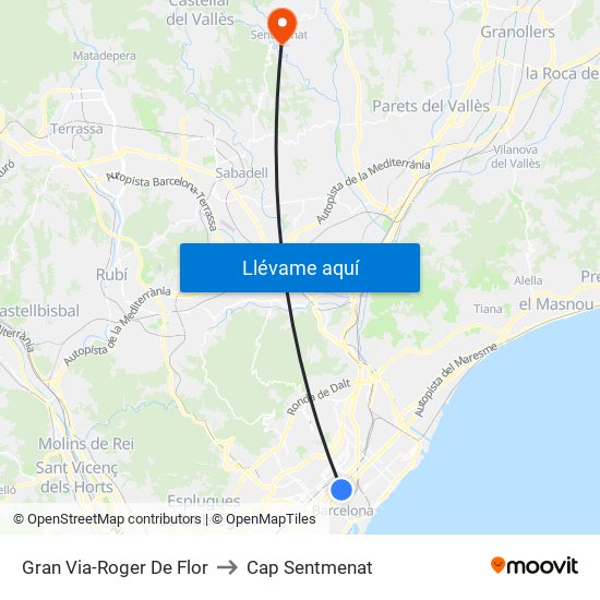 Gran Via-Roger De Flor to Cap Sentmenat map