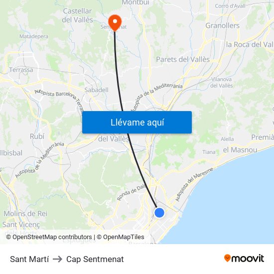 Sant Martí to Cap Sentmenat map