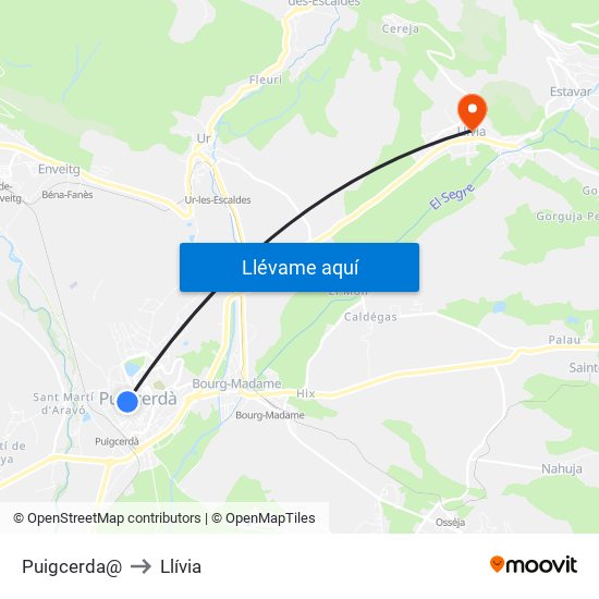Puigcerda@ to Llívia map