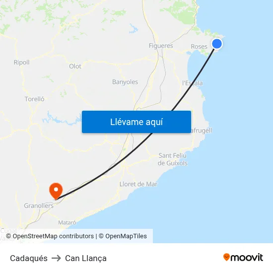 Cadaqués to Can Llança map