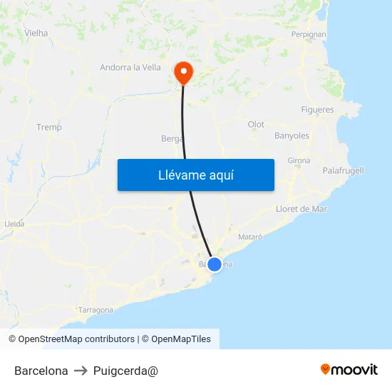 Barcelona to Puigcerda@ map