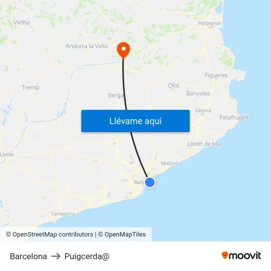 Barcelona to Puigcerda@ map