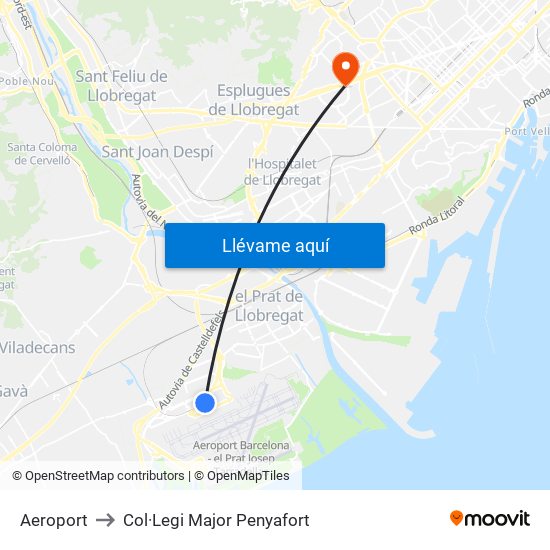 Aeroport to Col·Legi Major Penyafort map