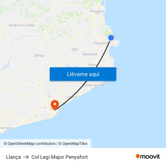 Llançà to Col·Legi Major Penyafort map