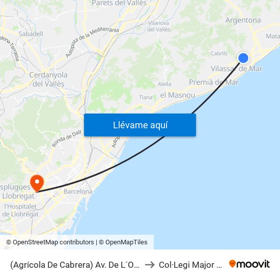 (Agrícola De Cabrera) Av. De L´Onze De Setembre to Col·Legi Major Penyafort map