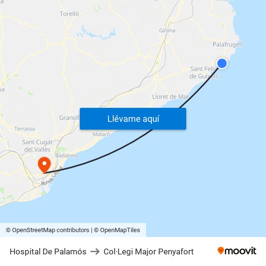 Hospital De Palamós to Col·Legi Major Penyafort map