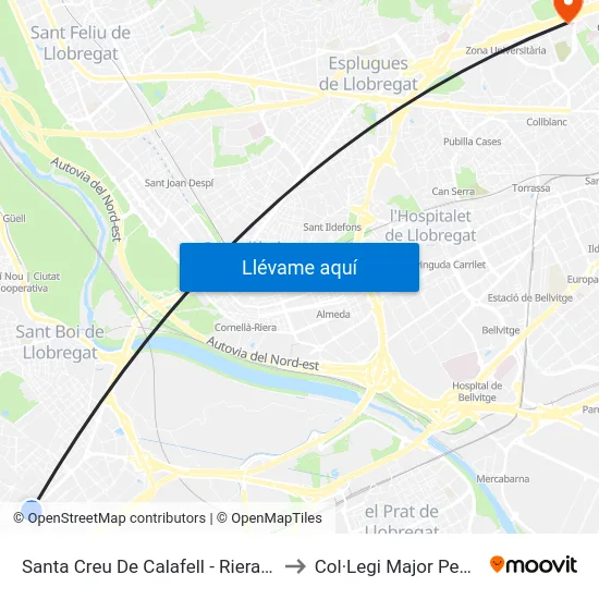 Santa Creu De Calafell - Riera Fonollar to Col·Legi Major Penyafort map