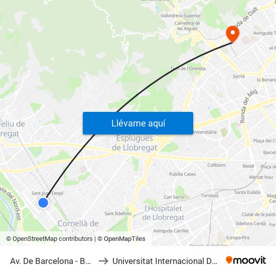 Av. De Barcelona - Bon Viatge to Universitat Internacional De Catalunya map