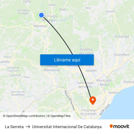 La Serreta to Universitat Internacional De Catalunya map