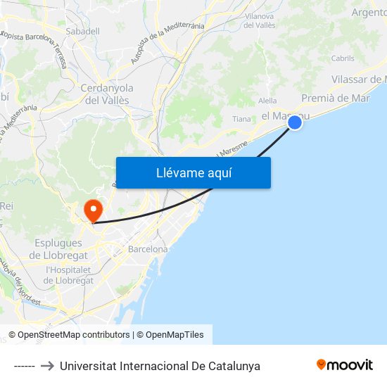 ------ to Universitat Internacional De Catalunya map