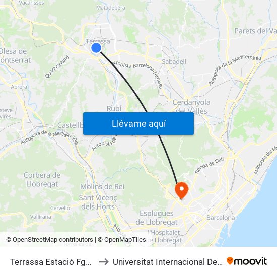 Terrassa Estació Fgc Rambla to Universitat Internacional De Catalunya map