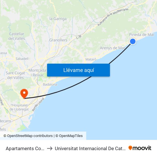 Apartaments Codina to Universitat Internacional De Catalunya map