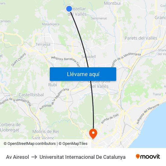 Av Airesol to Universitat Internacional De Catalunya map