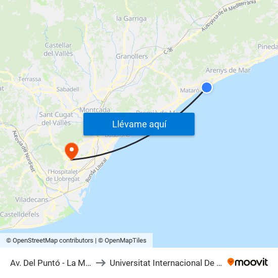 Av. Del Puntó - La Marinada to Universitat Internacional De Catalunya map