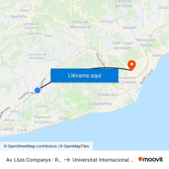 Av. Lluís Companys - Rbla. Girada to Universitat Internacional De Catalunya map