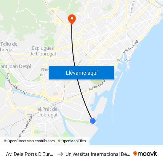 Av. Dels Ports D'Europa - Zal to Universitat Internacional De Catalunya map