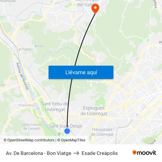 Av. De Barcelona - Bon Viatge to Esade Creàpolis map
