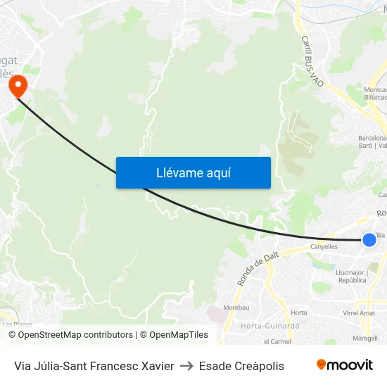 Via Júlia-Sant Francesc Xavier to Esade Creàpolis map