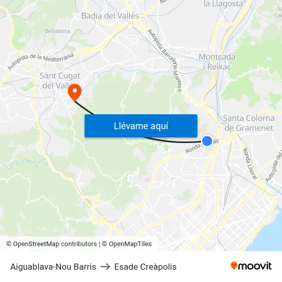Aiguablava-Nou Barris to Esade Creàpolis map