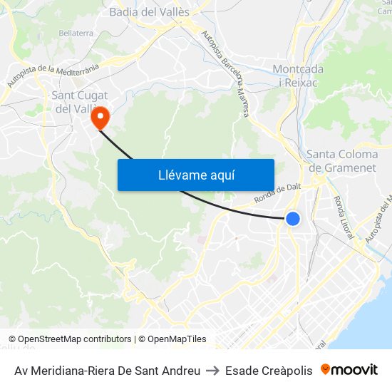 Av Meridiana-Riera De Sant Andreu to Esade Creàpolis map