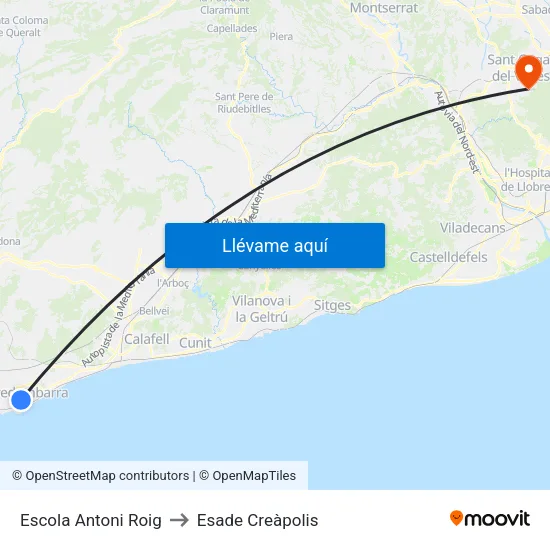 Escola Antoni Roig to Esade Creàpolis map