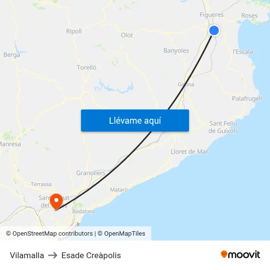 Vilamalla to Esade Creàpolis map