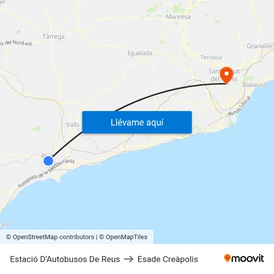 Estació D'Autobusos De Reus to Esade Creàpolis map