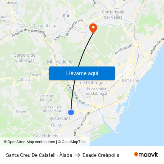 Santa Creu De Calafell - Àlaba to Esade Creàpolis map