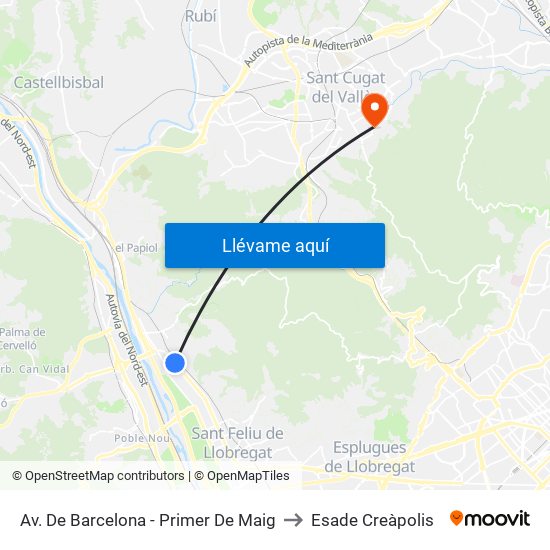 Av. De Barcelona - Primer De Maig to Esade Creàpolis map