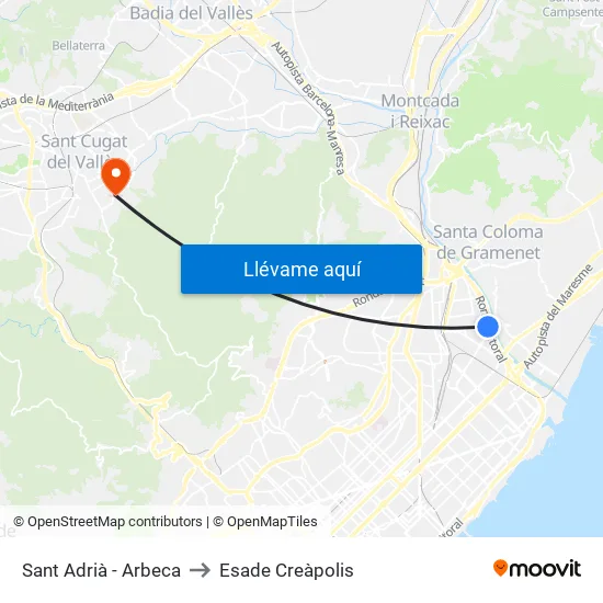 Sant Adrià - Arbeca to Esade Creàpolis map