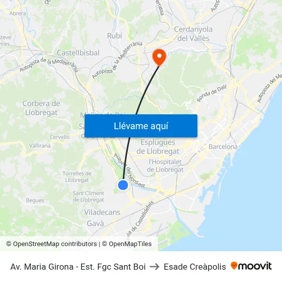 Av. Maria Girona - Est. Fgc Sant Boi to Esade Creàpolis map