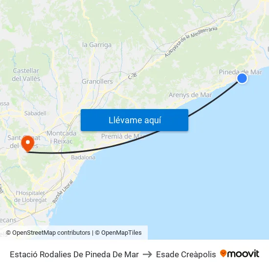 Estació Rodalies De Pineda De Mar to Esade Creàpolis map