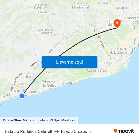 Estació Rodalies Calafell to Esade Creàpolis map