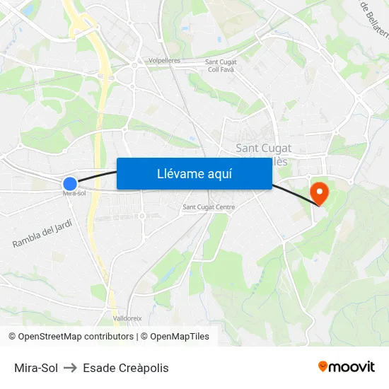 Mira-Sol to Esade Creàpolis map