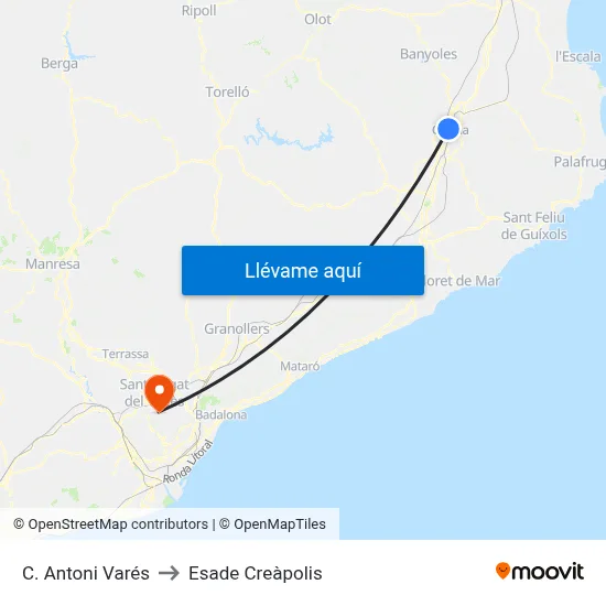 C. Antoni Varés to Esade Creàpolis map