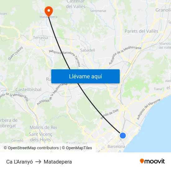 Ca L'Aranyó to Matadepera map