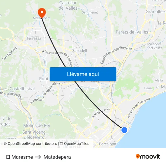 El Maresme to Matadepera map