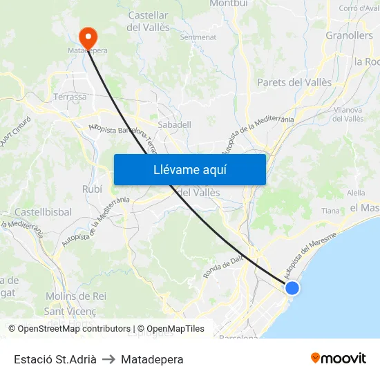 Estació St.Adrià to Matadepera map