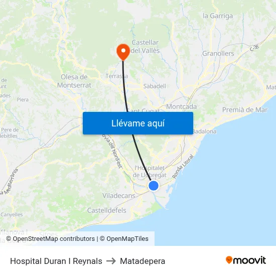 Hospital Duran I Reynals to Matadepera map