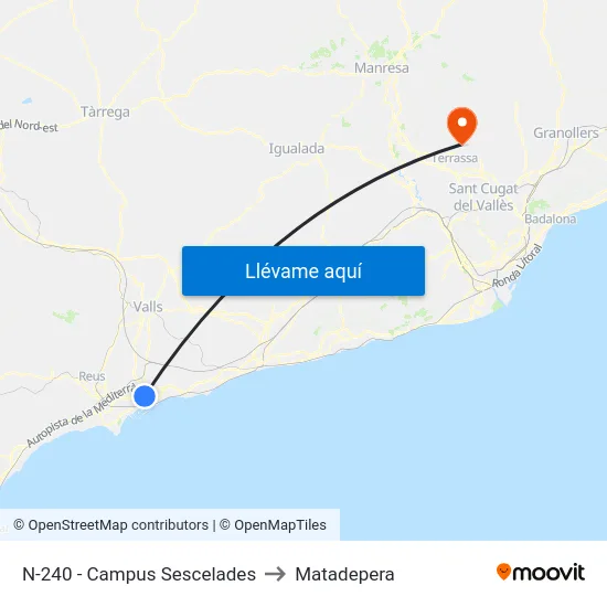 N-240 - Campus Sescelades to Matadepera map