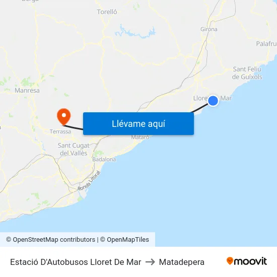 Estació D'Autobusos Lloret De Mar to Matadepera map