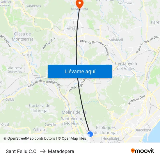 Sant Feliu|C.C. to Matadepera map