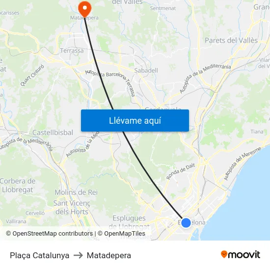 Plaça Catalunya to Matadepera map