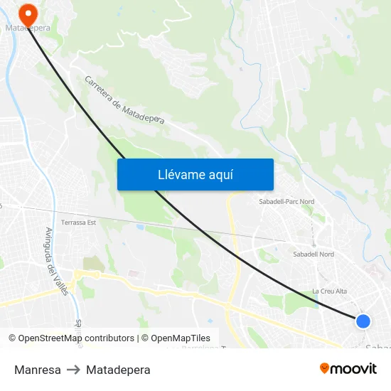 Manresa to Matadepera map