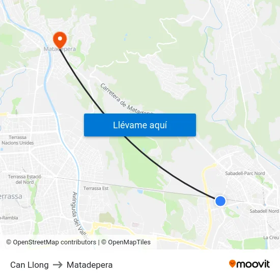 Can Llong to Matadepera map