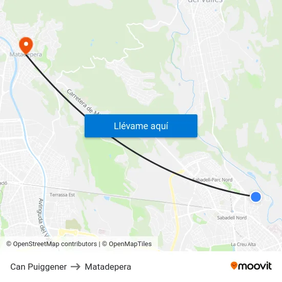 Can Puiggener to Matadepera map