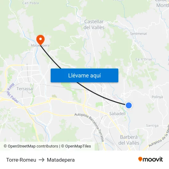 Torre-Romeu to Matadepera map